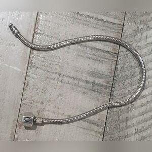 Authentic CHAMILIA Sterling Silver Snake Chain Bracelet With Chamilia Logo Snap